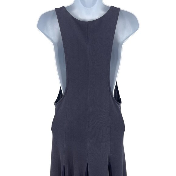 Free People Stella Cupro Lace Up Pleated Maxi Dress Blue Large Sleeveless - Picture 6 of 11